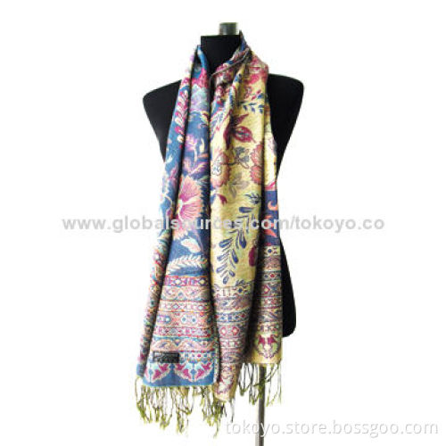 Jacquard scarves with tassels, wool and cotton composition, measures 180*70+8cm tassels